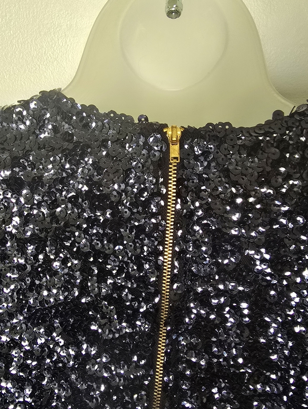 Venus Sequin Long Sleeve Mini Dress Womens size small Black Dark Blue Bodycon - Picture 11 of 13